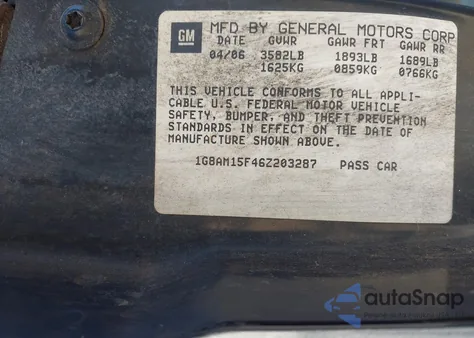 2006 Saturn Ion 2 z USA, uszkodzony, nr VIN 1G8AM15F46Z203287